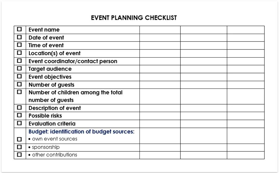 List the events. Event planning. checklist template. check list. a320 checklist.