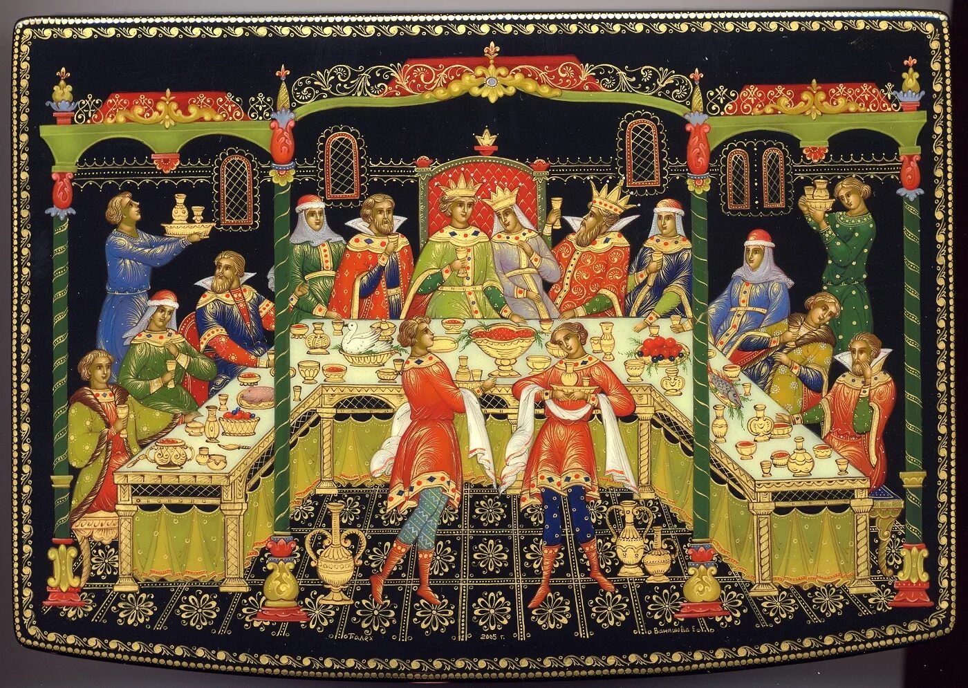 Баканов палех. Пир миниатюра палех. палехская миниатюра баканов. царский пир на руси.