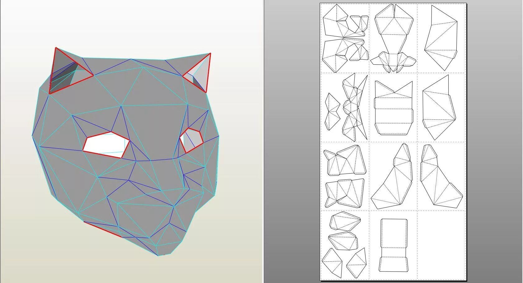 Схема маски из бумаги. Полигональные Кристаллы развертка. Пейперкрафт развертки. Паперкрасхема маски волка. Паперкрафт маска кота схема.