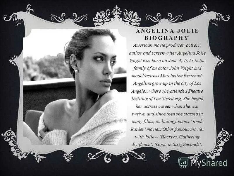 Пока ты листаешь фото анджелины джоли текст. Анджелина Джоли на английском. Анджелина Джоли Biography. Внешний вид Анджелины Джоли.
