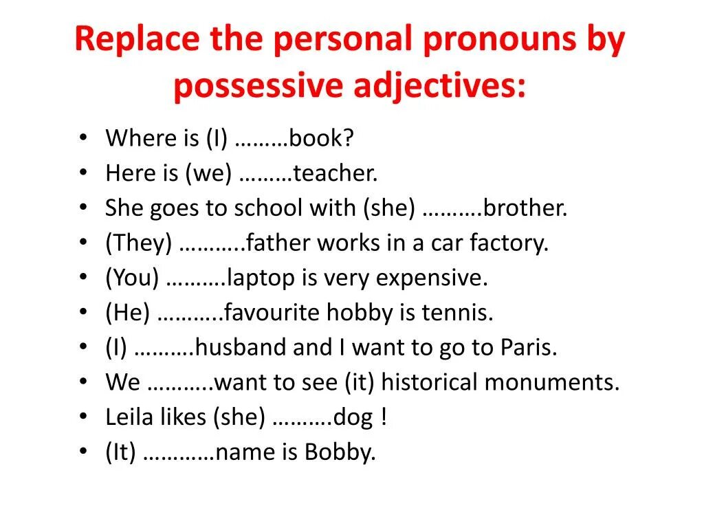 Тест по теме личные местоимения. Possessive adjectives упражнения. Possessive adjectives задания. Possessive adjectives possessive pronouns упражнения. Possessive упражнения.