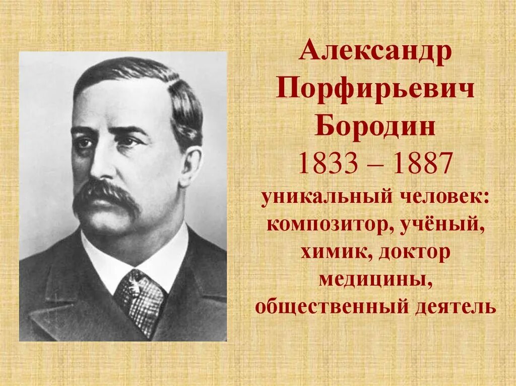 Бородин годы жизни. А.П. Бородин (1833 – 1887).
