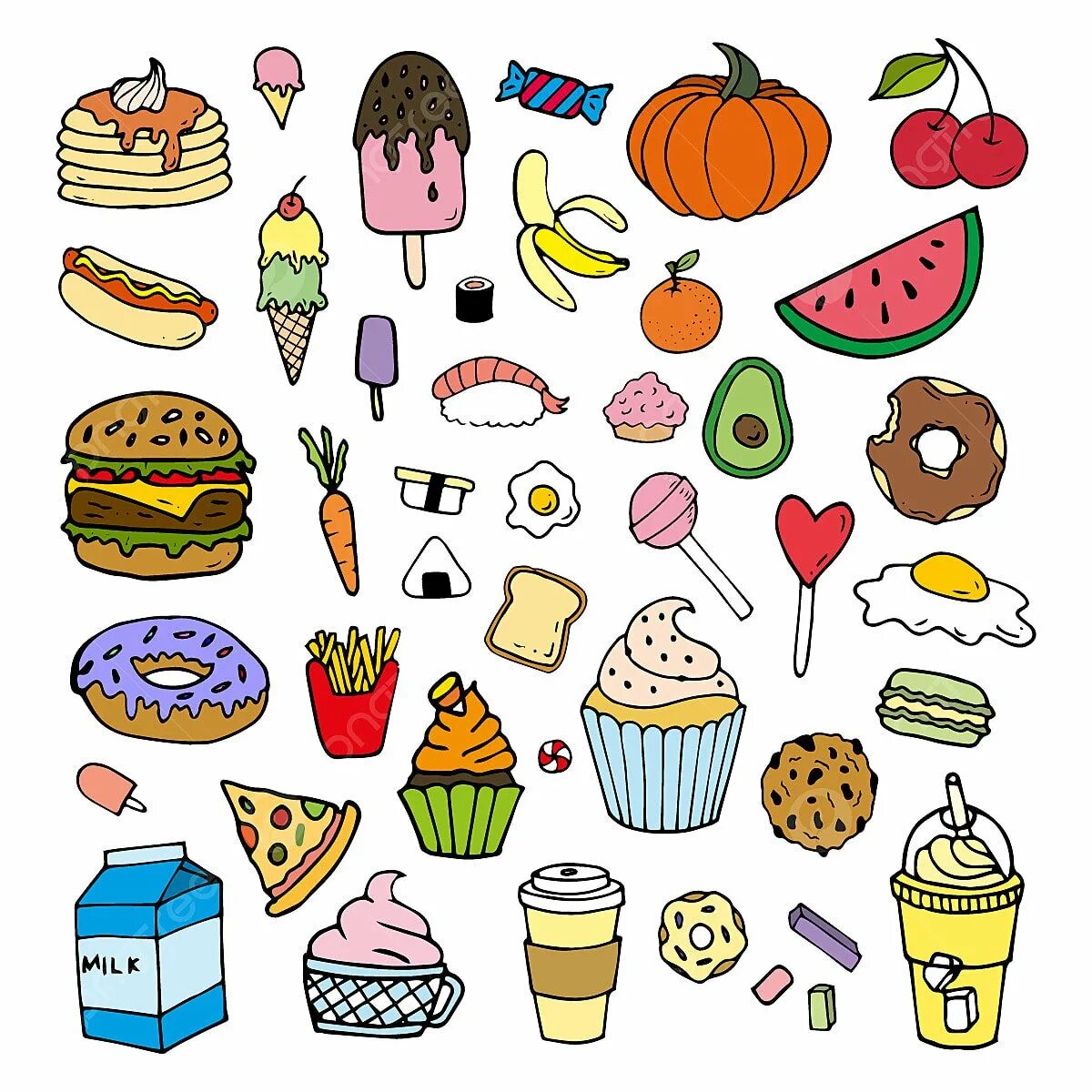 Много маленькой еды. Маленькие рисунки еда. Маленькие рисунки продуктов. Рисунки для срисовки еда легкие. Продукты для срисовки легкие.