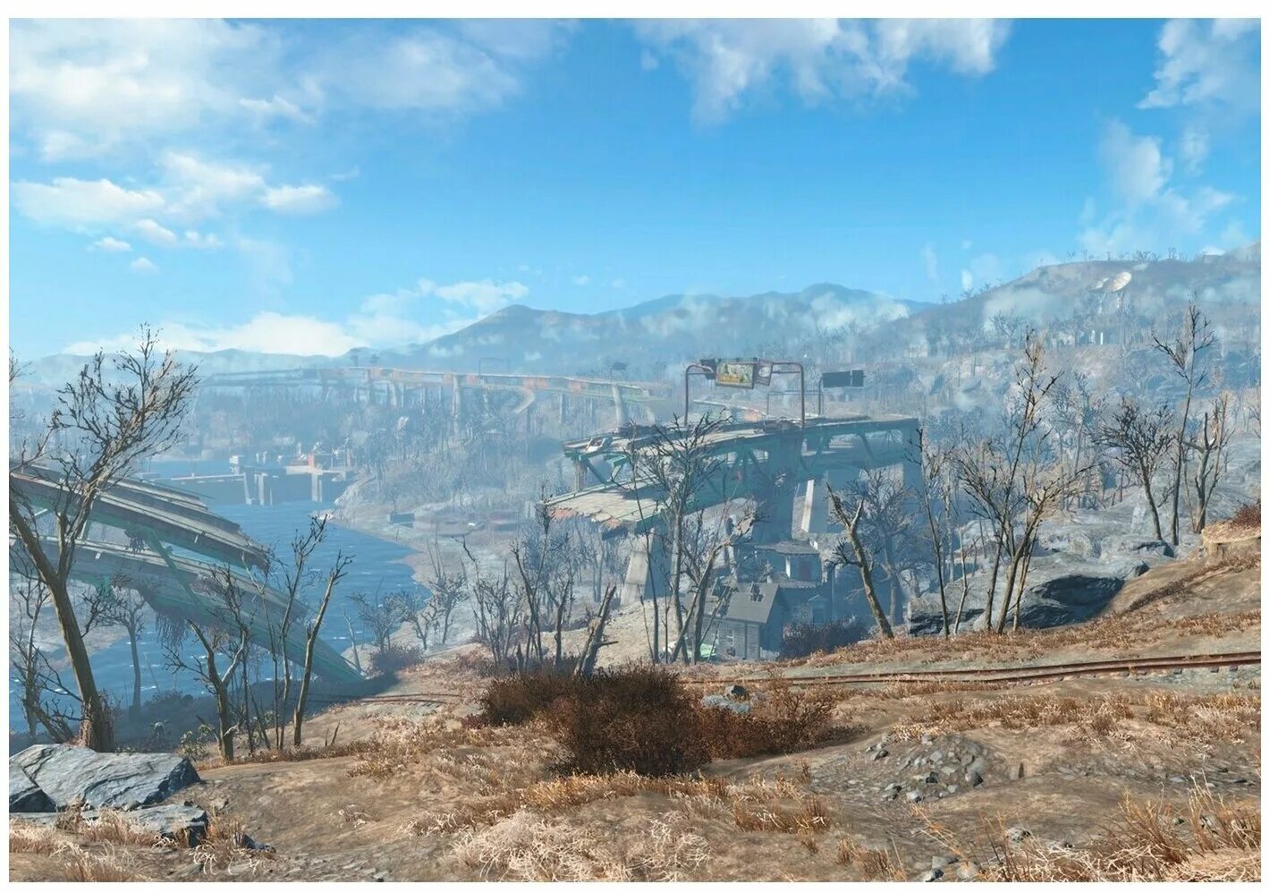 Fallout 4 монитор. Фоллаут 4 пейзажи. Фоллаут 4 Пустошь. Fallout 4 природа. Фоллаут пейзажи.