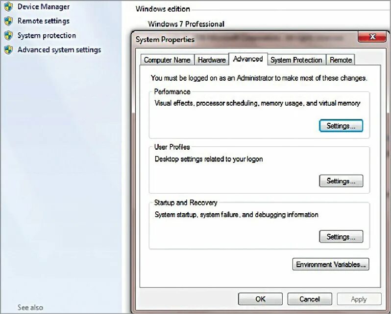 Advanced System settings. System Advanced System settings. Computer - properties - Advanced System settings. Advanced System settings Windows 10. Advanced system setting