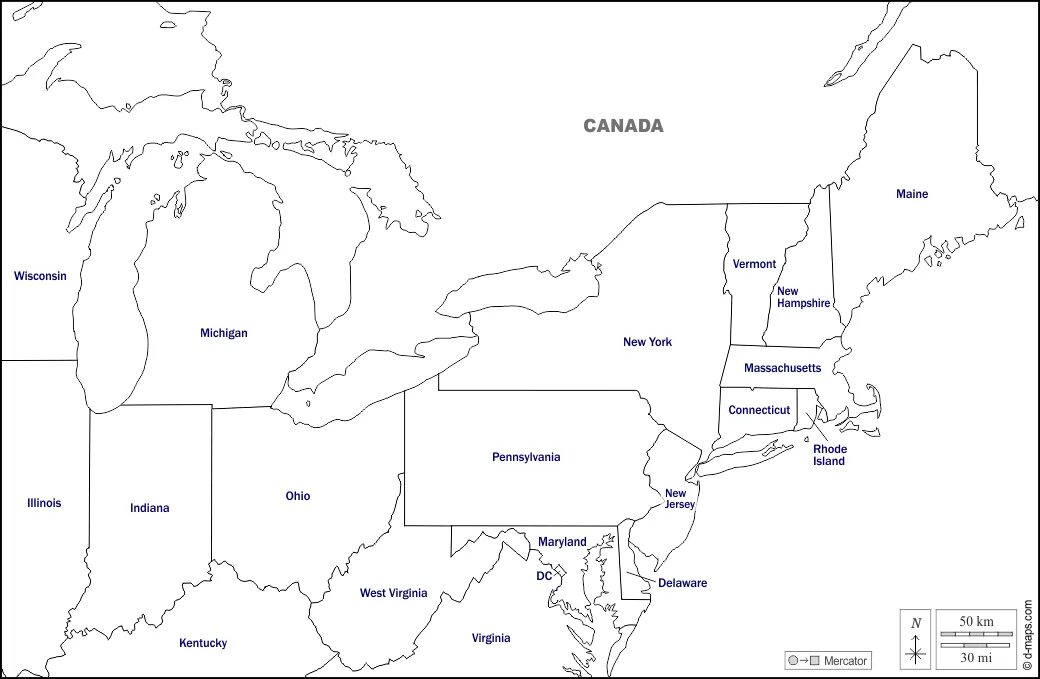 Карта восточной америки. Северо Восточное побережье США. Северо-восточные штаты США. Восточное побережье США на карте. Северо Восток США на карте.