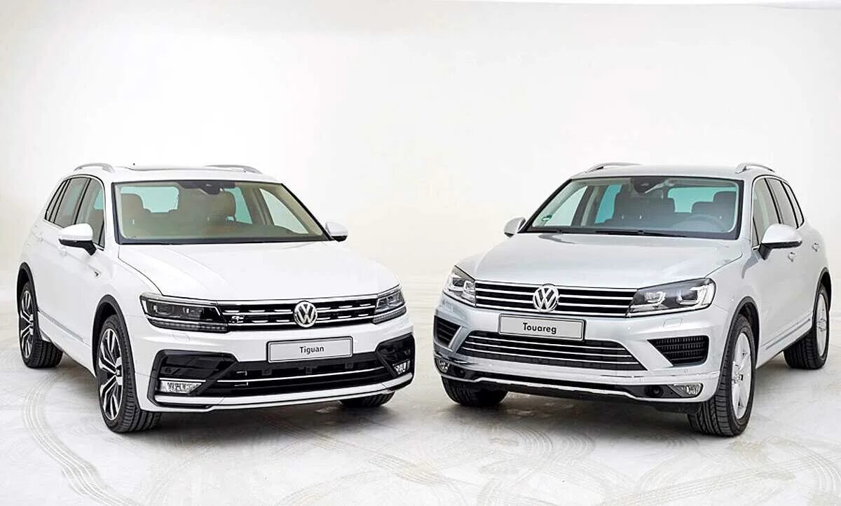 Сравнение volkswagen. Фольксваген Туарег и Тигуан. Volkswagen Tiguan и Touareg. Фольтсыаген теарет и тигувн. Фольксваген Туарег 2021 или Тигуан.