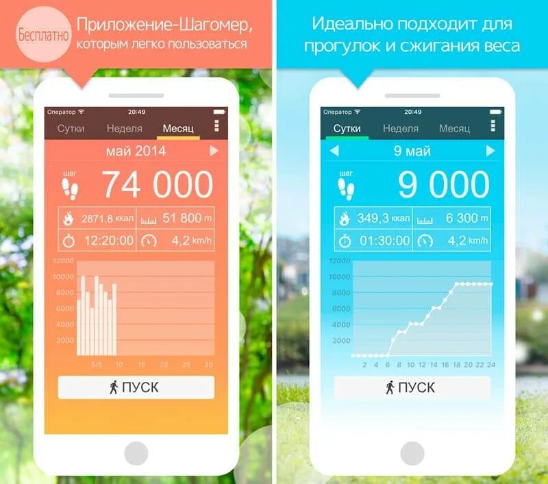 В каком приложении шаги