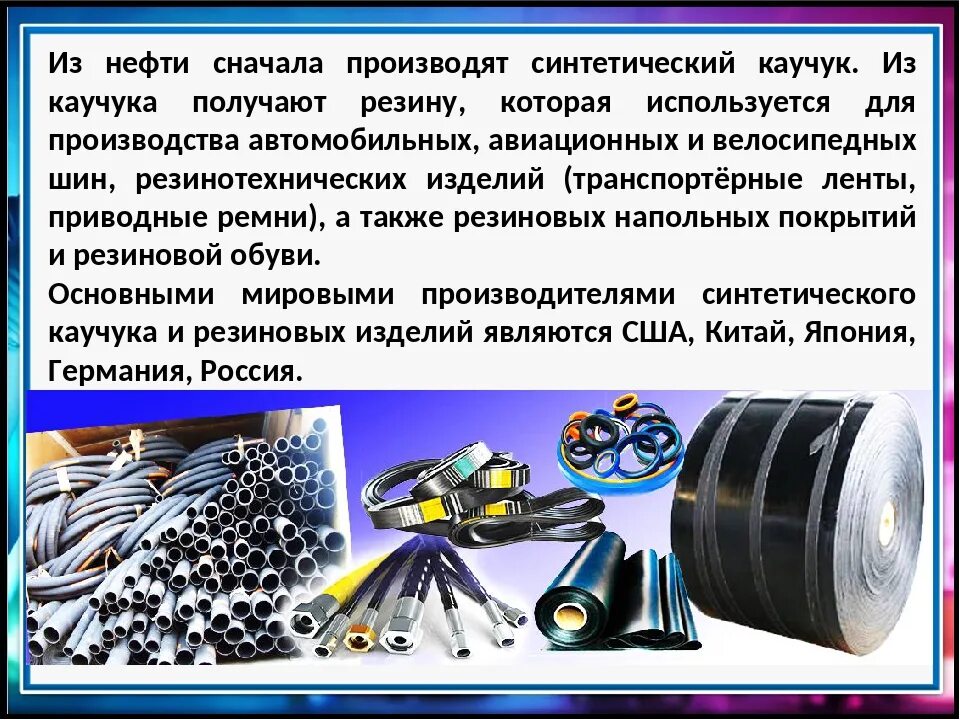 Для чего хорош каучук. Резина из нефтепродуктов. синтетический каучук из нефти. резина из нефти. резинотехнические изделия презентация.