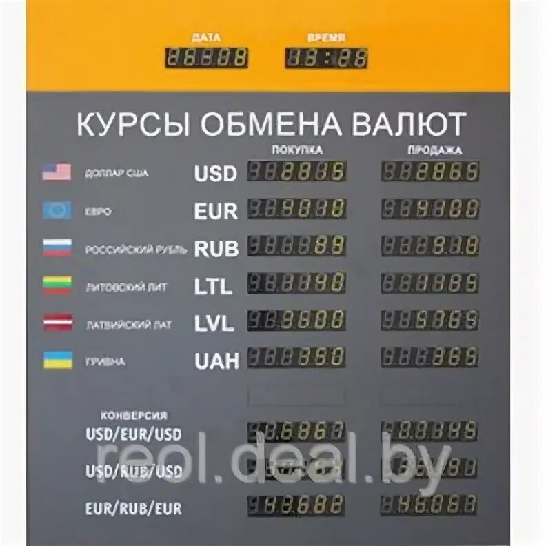 Конвектор валют российский белорусский. Табло обмена валют схема на модулях320х160.