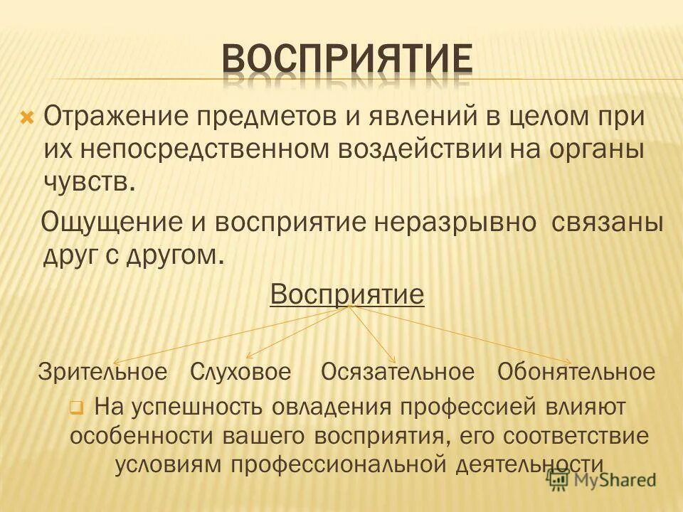 Восприятие и память. Отражение предметов и явлений в целом. Восприятие это процесс отражения. Восприятие это отражение предметов и явлений. Психические процессы и их роль в профессиональном самоопределении.