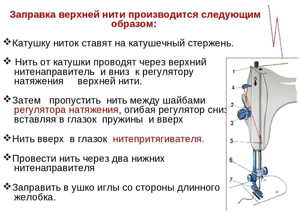 Почему рвется нитка в машинке. Швейная машинка ПМЗ регулятор натяжения верхней нити. Последовательность заправки верхней нити швейной машины. Джек ф4 швейная машинка заправка нити. Швейная машинка рвёт верхнюю нитку.