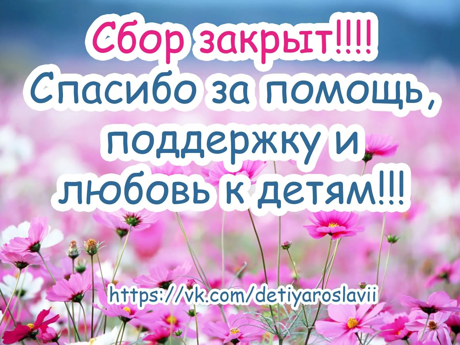 Спасибо за оказанную поддержку. Сбор закрыт. сбор закрыт спасибо. спасибо за помощь. спасибо за слова поддержки.