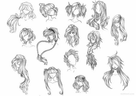 how to draw anime girl hair step by step