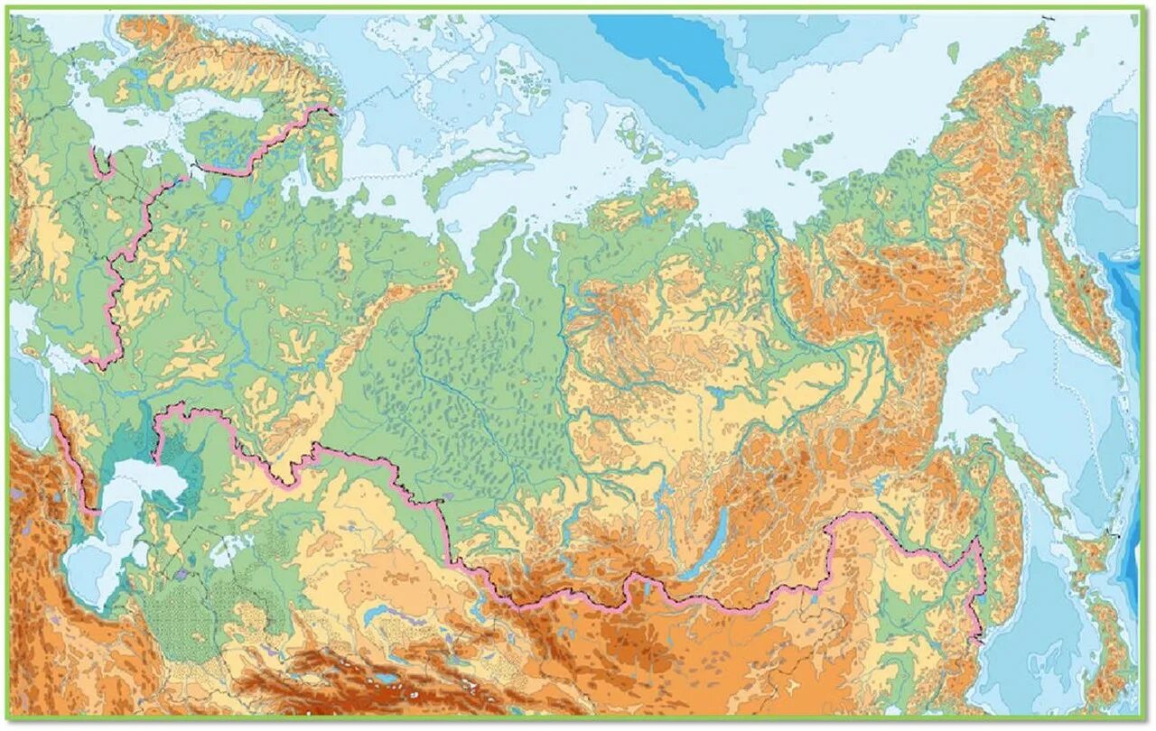 Физическая карта россии фото