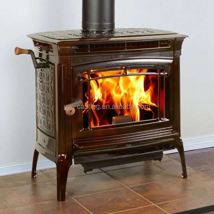 Дровяная печь Mini Wood Stove. Чугунная печь-камин длительного горения. Дровяная печь Hergom Manchester (коричневая эмаль). Печь отопительная чугунная длительного горения. Камин чугунная длительное горение купить