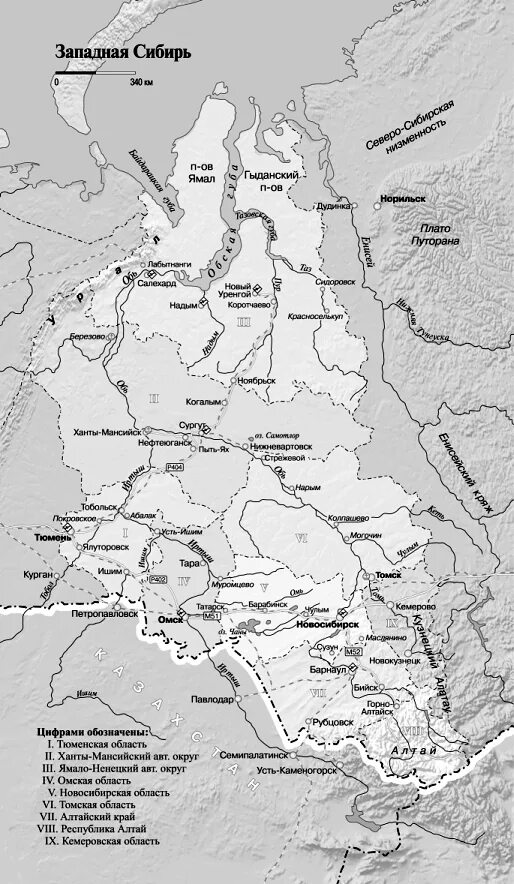 Какие города находятся в западной сибири. Карта Западной Сибири географическая. Карта Западной Сибири с городами. Физическая карта Западной Сибири. Западная Сибирь на карте России с городами.