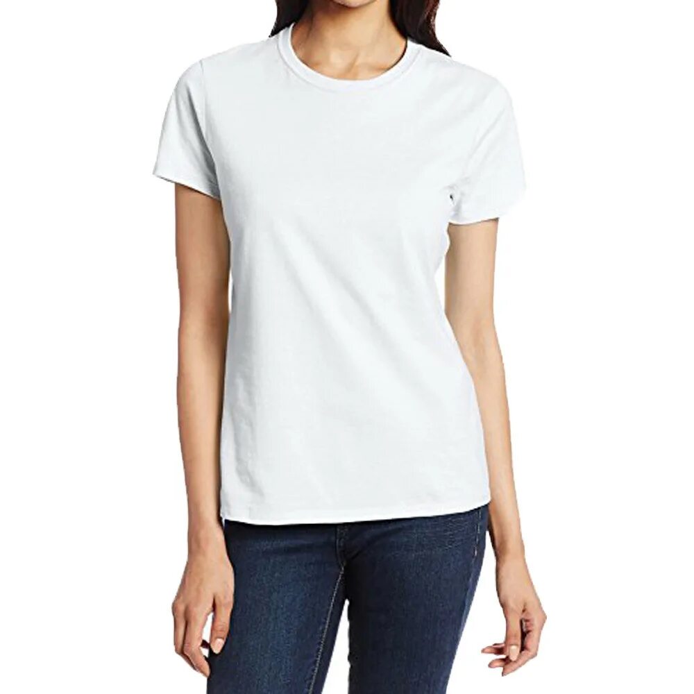 Футболка women. Hanes women's 100% Cotton t‑Shirt White. Белая футболка. Белая футболка женская. Футболка белая женская с круглым вырезом.