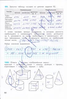Страница 52 математика 4 класс рабочая тетрадь