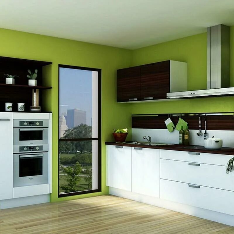 Какие цвета сочетаются на кухне. Кухня с зелеными стенами. Кухни цветовые решения. Кухонный гарнитур зеленый. Кухня зеленого цвета.