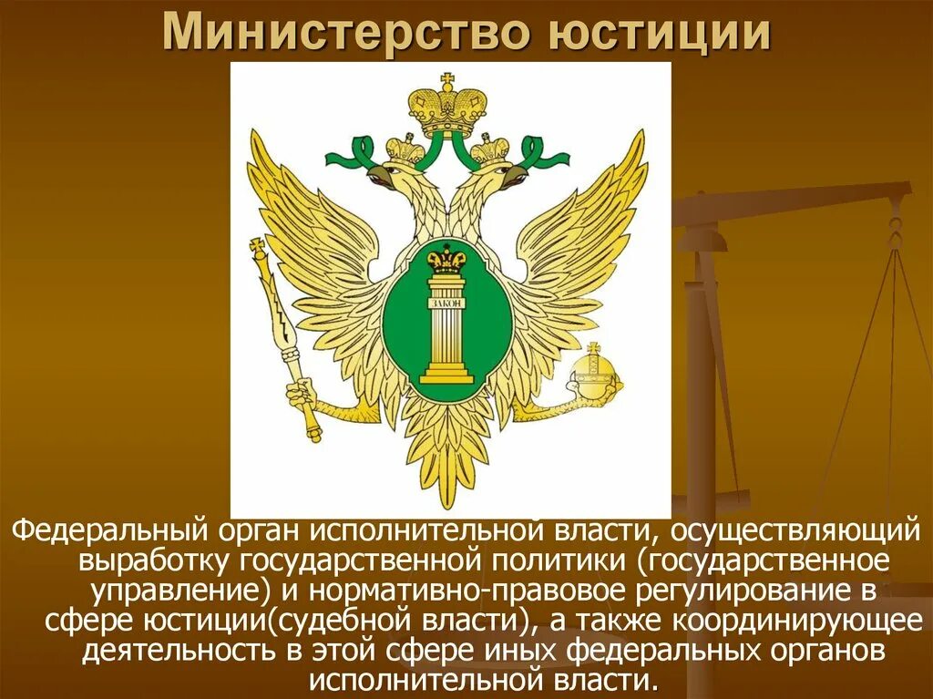 Федеральное правовое ведомство. Органы юстиции. Министерство юстиции презентация. Органы Министерства юстиции. Сфера деятельности Министерства юстиции.