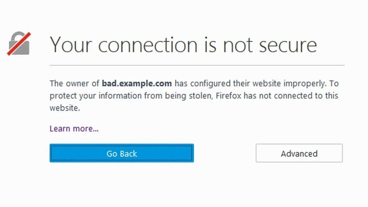 Not connection. Not Security. Checking if the site connection is secure. Connection not Inited.