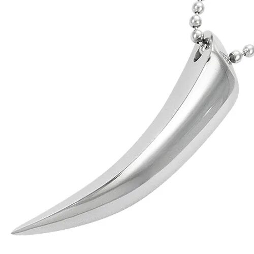 мужской кулон клык. кулон клык. кулон клык волка. острые металлические зубы. стальной клык.