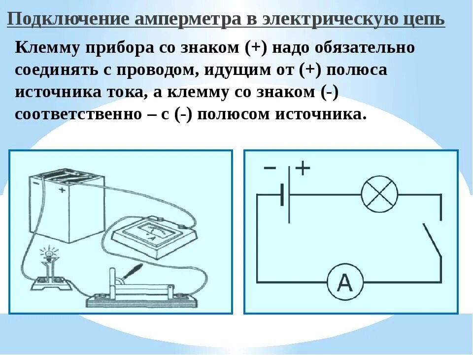 Соберите цепь из источника питания лампы