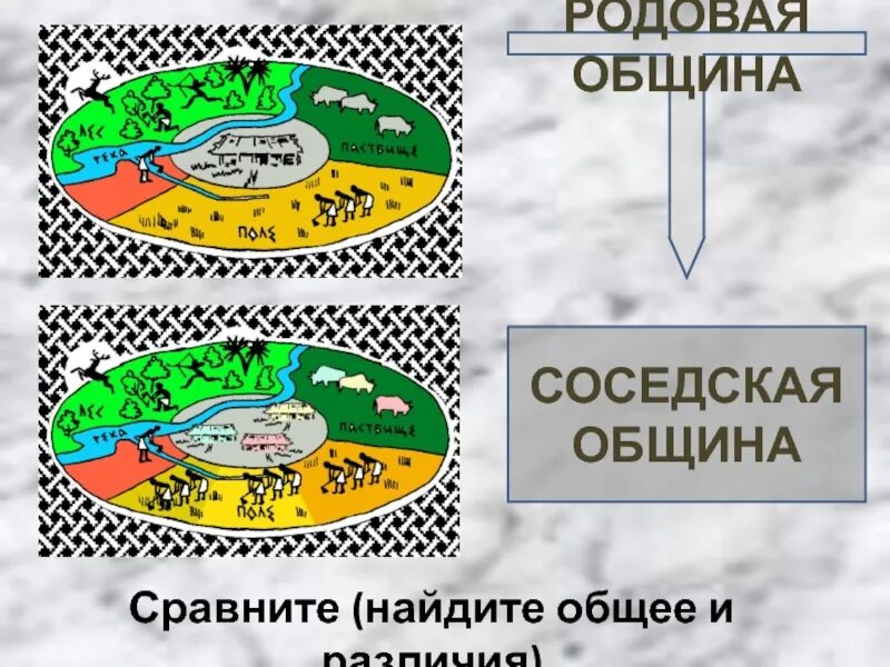 Родовая и соседская община. Общее родовой и соседской общины. Отношения между членами общины родовая община. Родовая община и соседская община таблица.