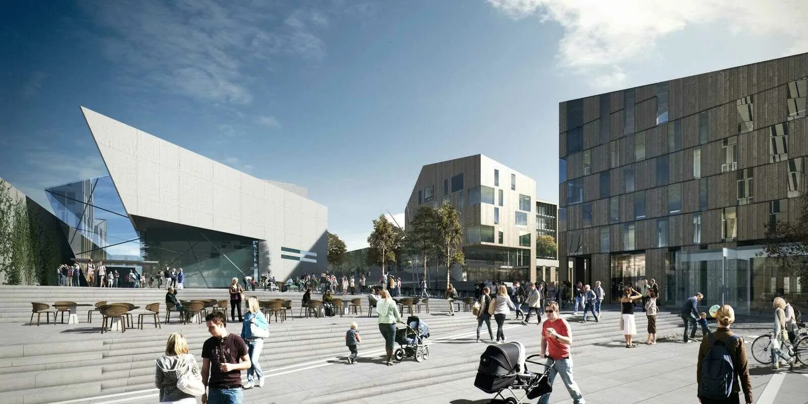 Public area. Общественный центр Копенгаген Nord Architects. Bjørvika – новый общественный центр города. Modern public area.