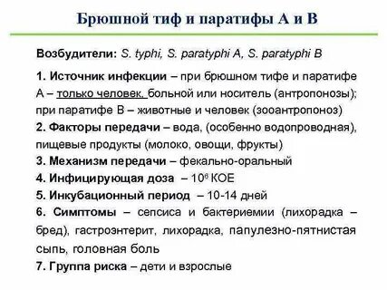 Пути передачи брюшного тифа
