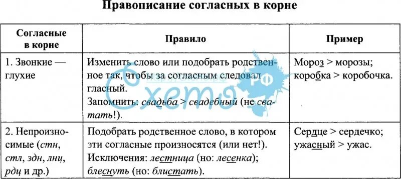 Гласные согласные в корне правило. Правописание согласных в корне слова схемы таблица. Схема правописание согласных. Схема правописание согласных в корне слова. Правописание проверяемых звонких и глухих согласных в корне слова.