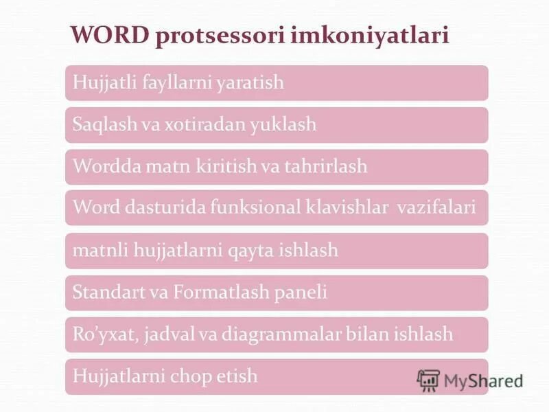 Dastur uskunalari yordamida jadvallarni tahrirlash. Word dasturida. Word dasturida jadval yaratish. Word dasturida ishlash. Microsoft Word dasturi.