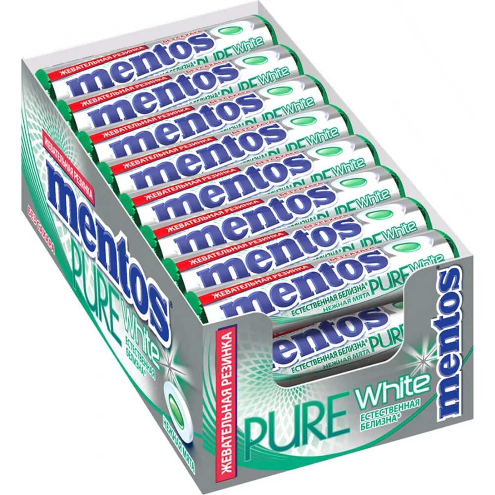 Бывают жвачки. Жевательная резинка mentos Pure White нежная мята 15.5г. Жевательная резинка mentos нежная мята 15,5 г. Mentos Pure White нежная мята жевательная резинка 16г 24шт. Mentos Pure нежная мята 15,5 г.