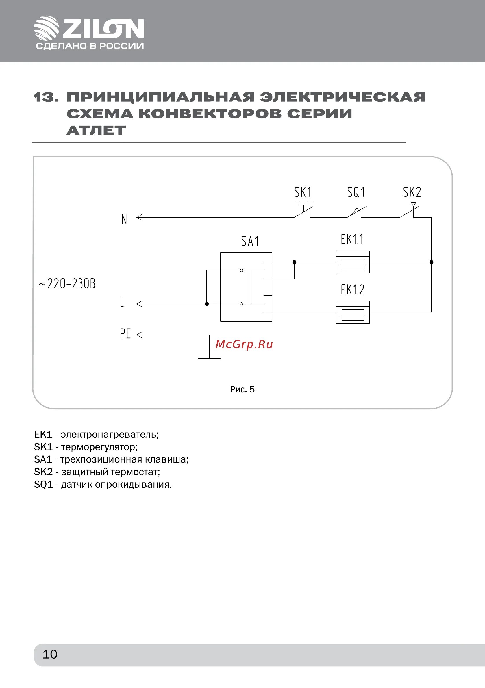 Электрические схемы конвекторов