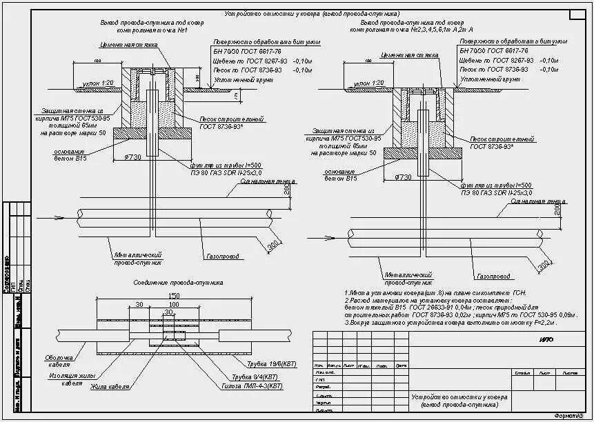 Прокладка подземного газопровода чертеж. Контрольная трубка чертеж. Вывод провода спутника под ковер чертеж. Ковер газопровода чертеж.