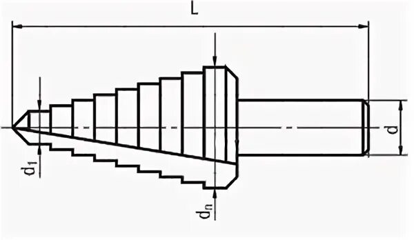 Ступенчатый диаметр. Ступенчатое сверло 6-40 мм чертеж. Конусное сверло по металлу чертеж. Чертеж конического сверла по металлу. Ступенчатое сверло чертеж.