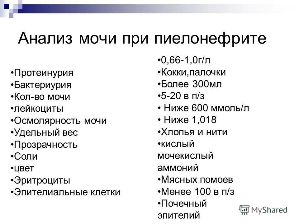 Белок при пиелонефрите. Показатели мочи при хроническом пиелонефрите. ОАМ при хроническом пиелонефрите показатели. Анализы при остром пиелонефрите у детей. Анализ мочи при хроническом пиелонефрите показатели у человека.