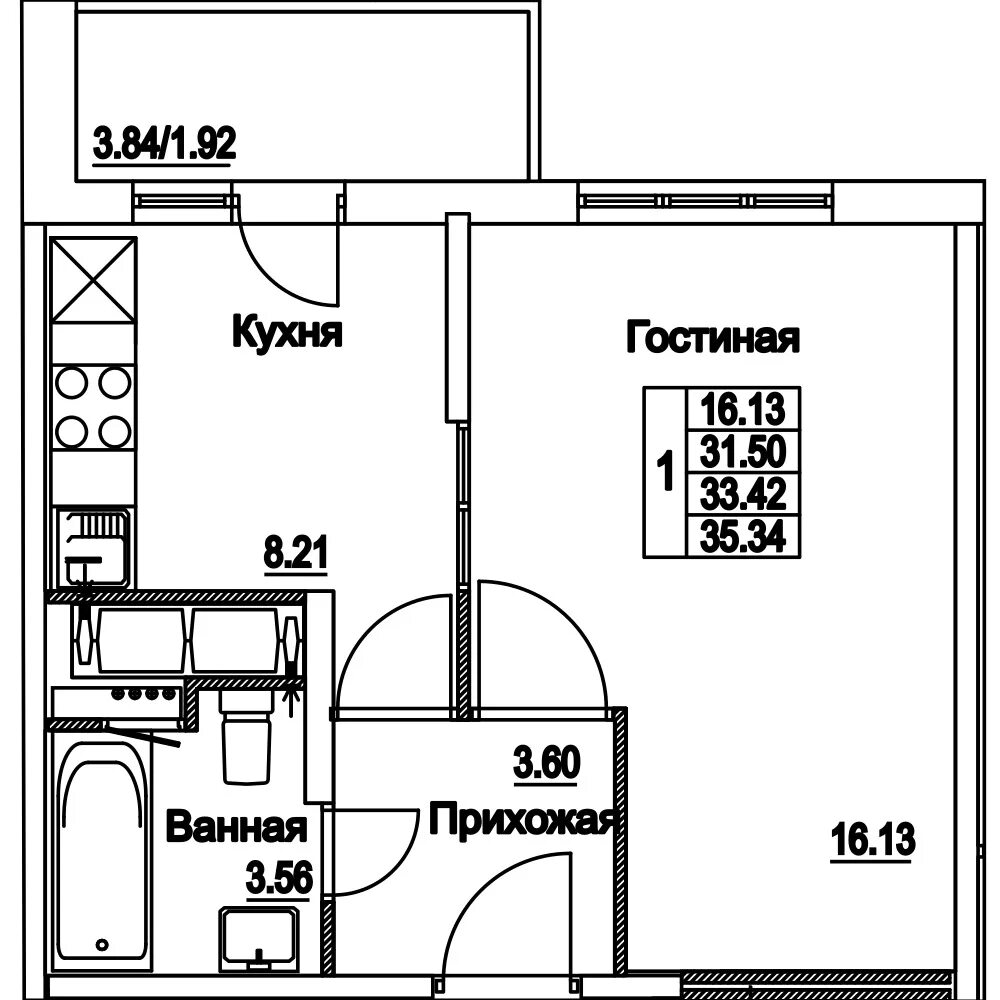 Квартира 33 м2