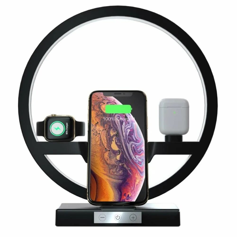 Зарядная станция 3 в 1. Док станция Wireless Charger. Беспроводная док станция 3 в 1. Беспроводная зарядная станция с часами 4-in-1 Wireless Charging Station. Станция для часов наушников и часов