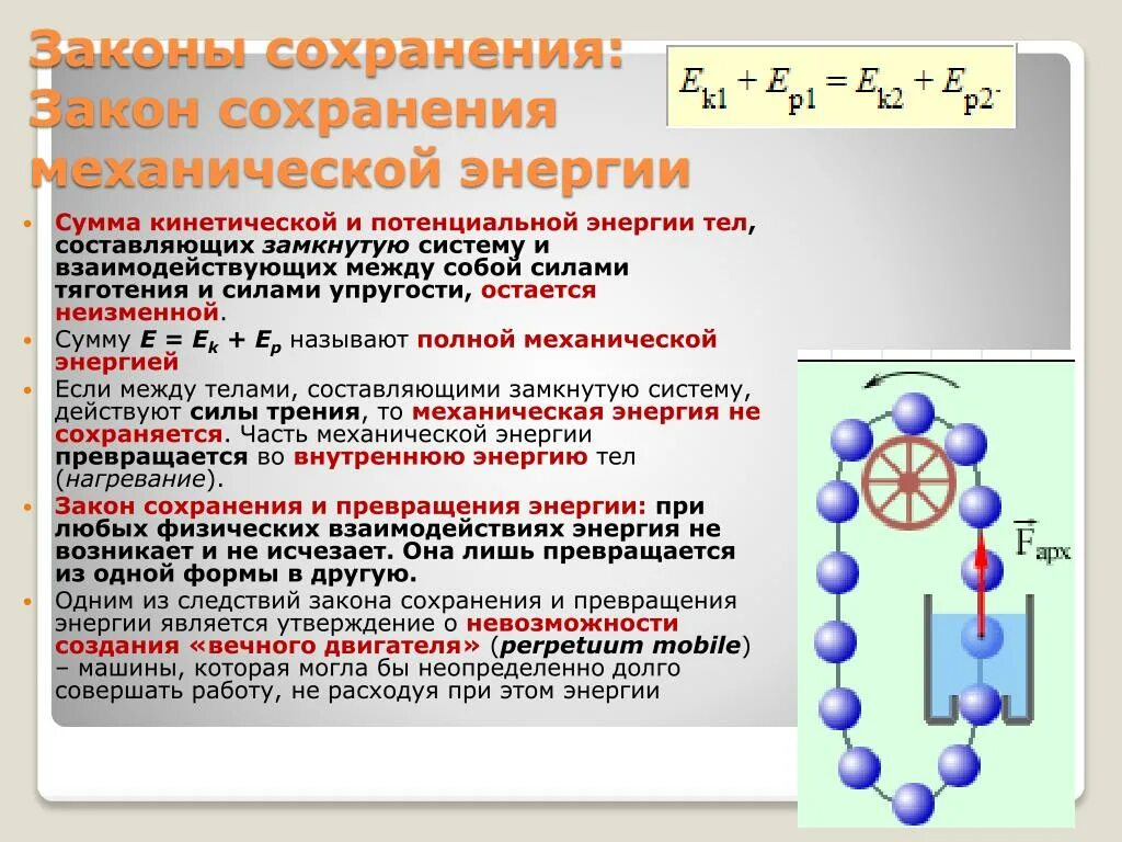 Законы сохранения. Законсохраниения механической энергии. Закон сохранения энергии. Закон сохранения механической энергии. Механическая энергия может превратиться