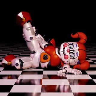 circus baby, posing, robot, robot girl, spread legs 