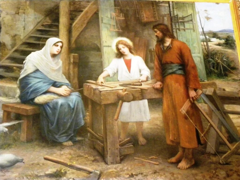 Где иисус. Иосиф мария и иисус в назарете. иисус христос в назарете. дом иисуса христа в назарете. обручник девы марии иосиф плотник.
