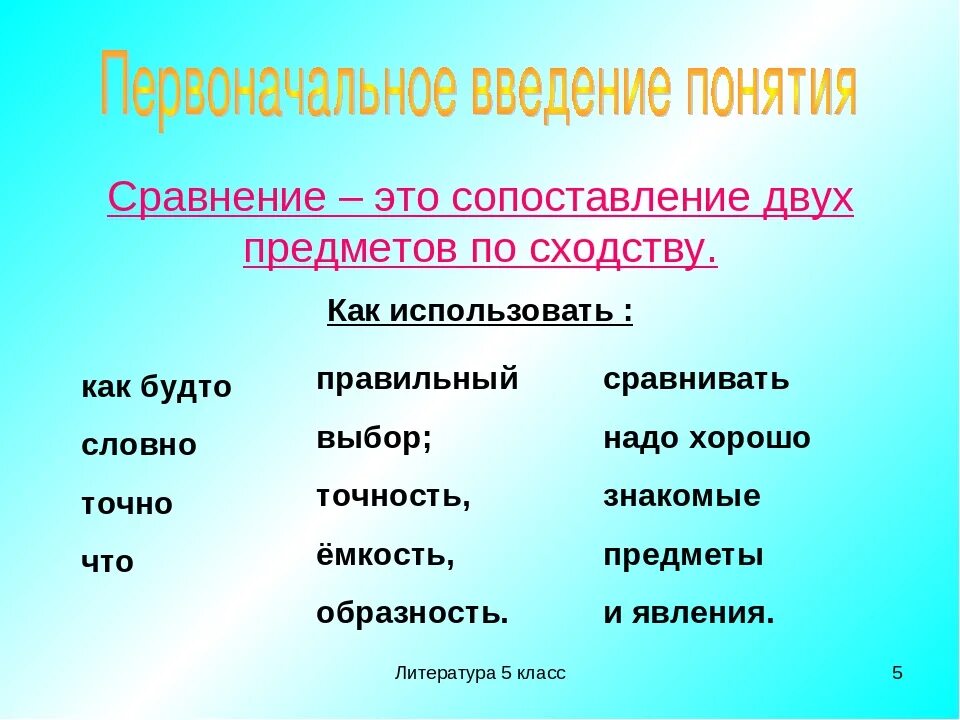 Что такое сравнение в литературе 3 класс. Сравнение определение 3 класс. Сравнение 5 класс. Сравнение в литературе примеры.