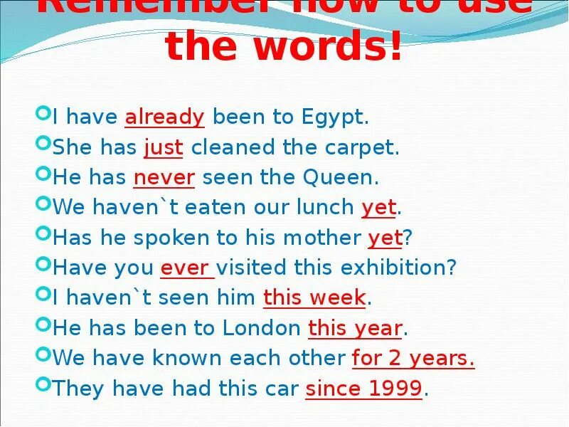 Are clean started. Present perfect маркеры упражнения. Present perfect упражнения. Present perfect вопрос. Предложения с yet в present perfect.