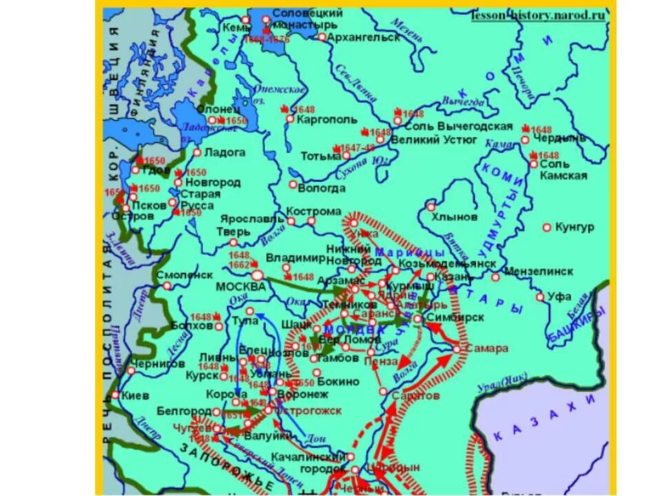 Контурная карта народные восстания в 18 веке. Восстания 17 века в России карта. Карта народные Восстания в 17 веке. Россия XVII век Бунташный век карта. Карта Восстания Степана Разина 17 век.