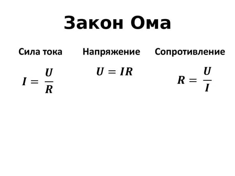 Как найти время зная силу тока напряжение. Напряжение формула закон Ома. Сопротивление формула закон Ома. Формулы по физике закон Ома. Формула сопротивления из закона Ома.