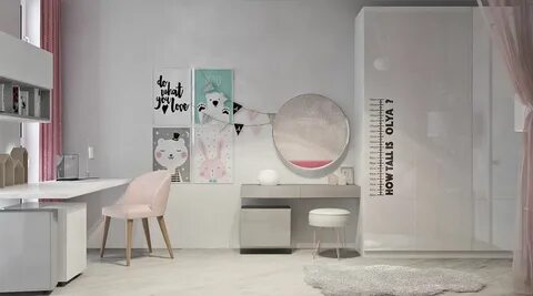 Blush, Black And White Decor In A Modern Family Apartment Kids Wall Decor, ...