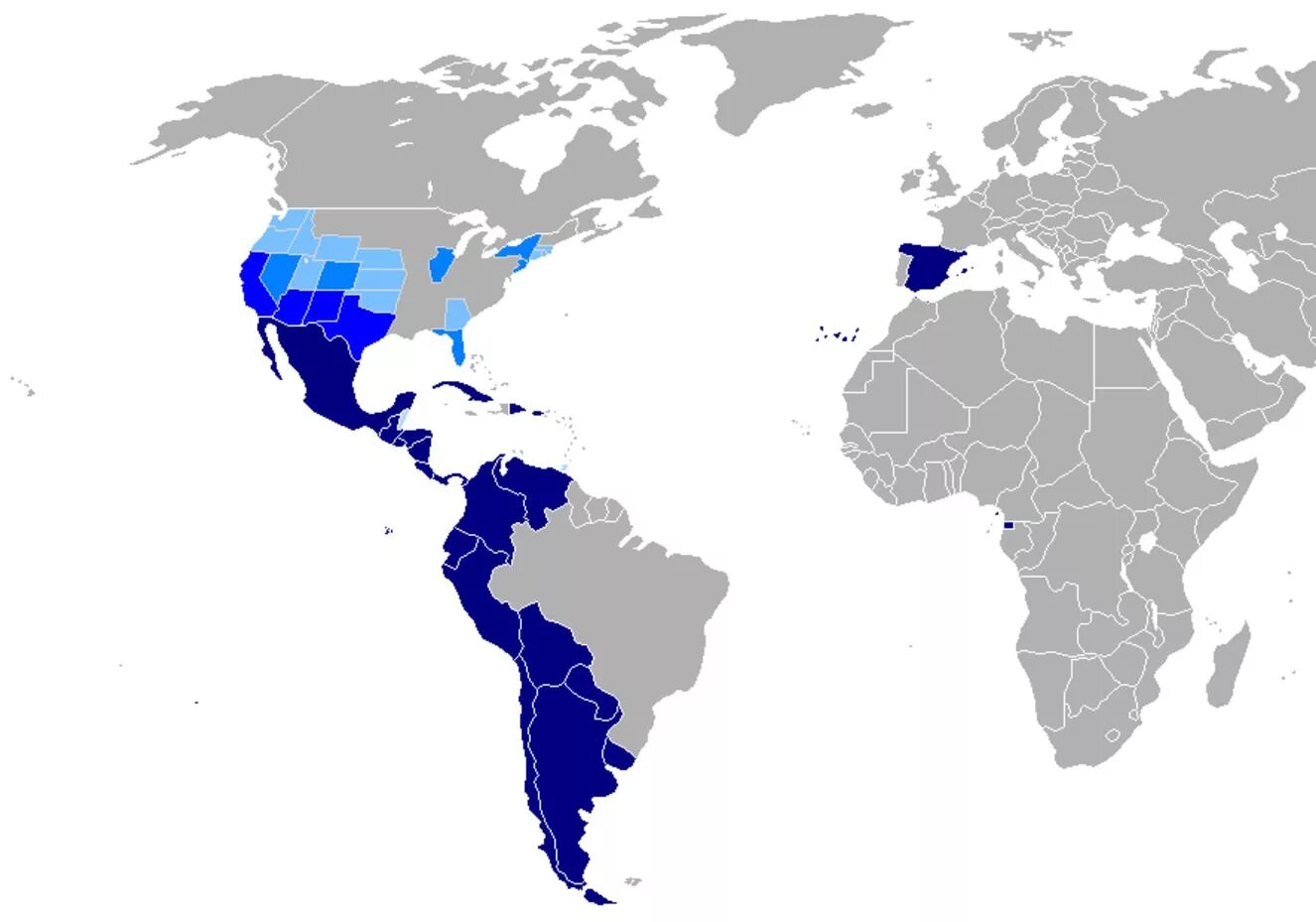 Испанский язык на карте. Испаноговорящие страны. Испанский язык в мире.
