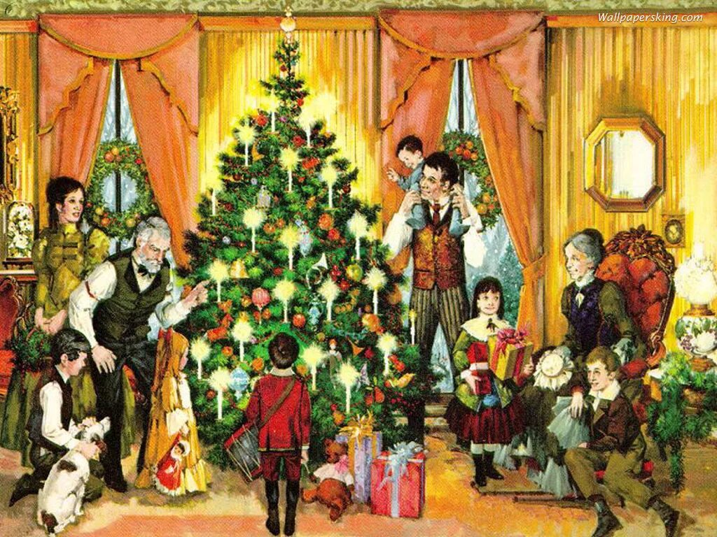 В старину на новогодних елках. Новый год семейный праздник. Старинные новогодние и Рождественские традиции. Новогодняя елка 19 век. Рождество семейный праздник.